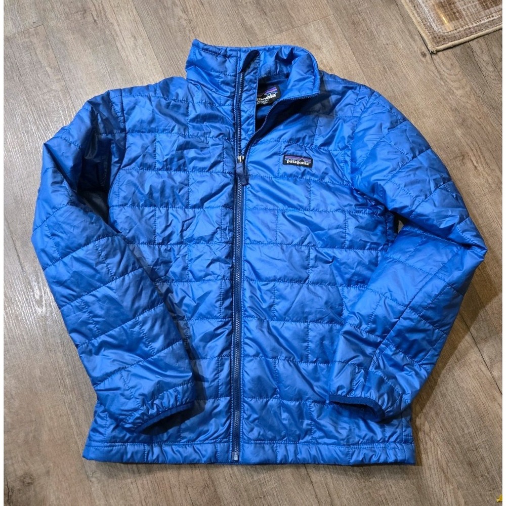 Patagonia Nano Puff Quilt Jacket Kids L 12 Blue Full Zip Insulated 68001